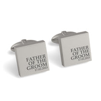 Father of the Groom & Date Engraved Wedding Square Cufflinks