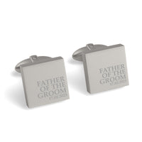 Father of the Groom & Date Engraved Wedding Square Cufflinks