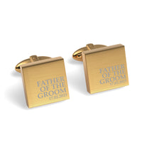 Father of the Groom & Date Engraved Wedding Square Cufflinks