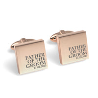 Father of the Groom & Date Engraved Wedding Square Cufflinks