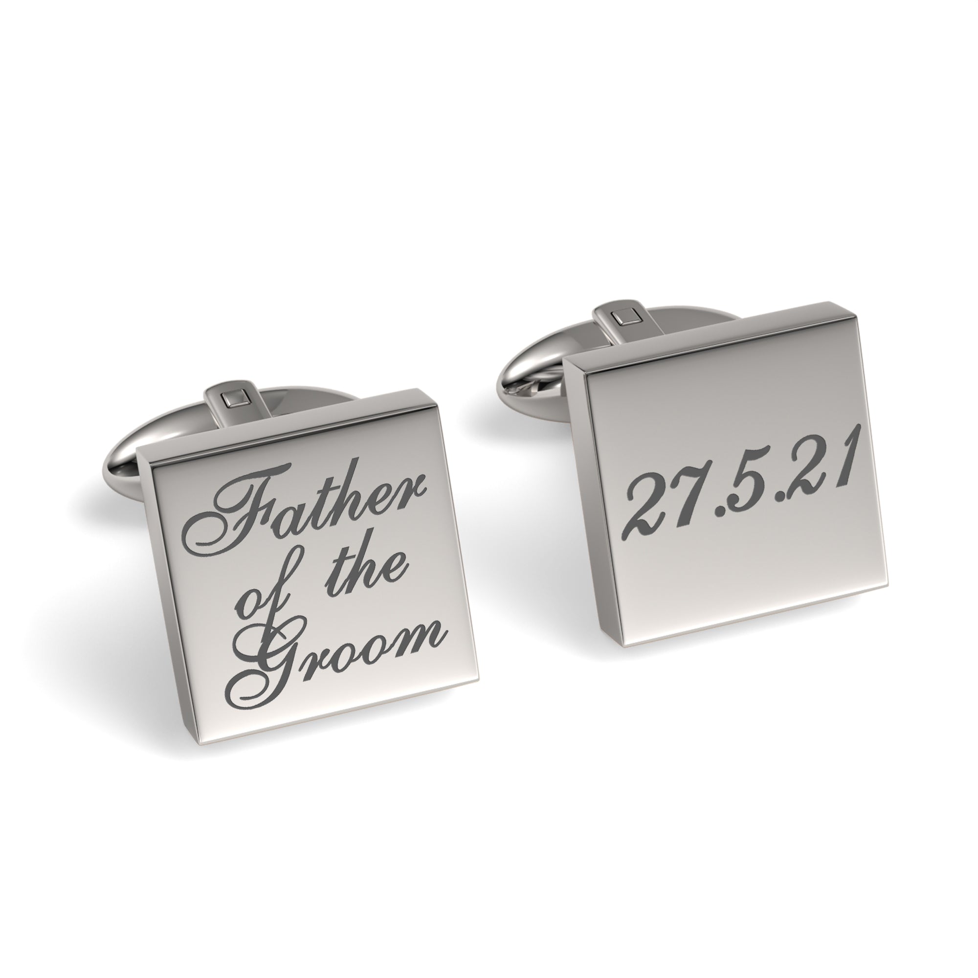 Father of the Groom Wedding Date Engraved Square Cufflinks