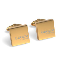 Groom & Date Engraved Wedding Square Cufflinks