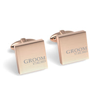 Groom & Date Engraved Wedding Square Cufflinks