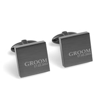 Groom & Date Engraved Wedding Square Cufflinks