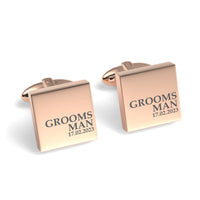 Groomsman & Date Engraved Wedding Square Cufflinks