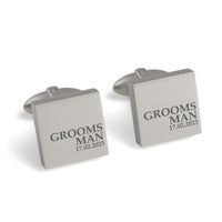 Groomsman & Date Engraved Wedding Square Cufflinks