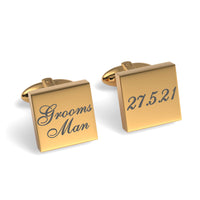 Grooms Man Wedding Date Engraved Square Cufflinks