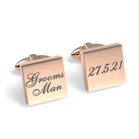 Grooms Man Wedding Date Engraved Square Cufflinks