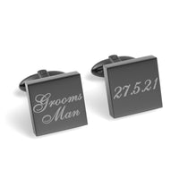 Grooms Man Wedding Date Engraved Square Cufflinks