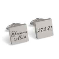 Grooms Man Wedding Date Engraved Square Cufflinks