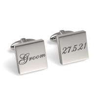 Groom Wedding Date Engraved Square Cufflinks