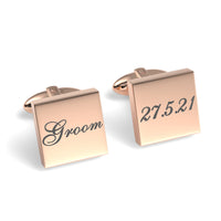 Groom Wedding Date Engraved Square Cufflinks