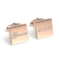 Groom Wedding Date Engraved Square Cufflinks