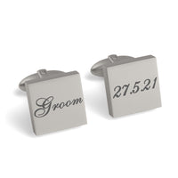 Groom Wedding Date Engraved Square Cufflinks