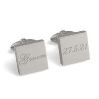 Groom Wedding Date Engraved Square Cufflinks