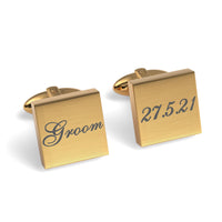 Groom Wedding Date Engraved Square Cufflinks