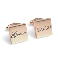 Groom Wedding Date Engraved Square Cufflinks