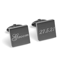 Groom Wedding Date Engraved Square Cufflinks