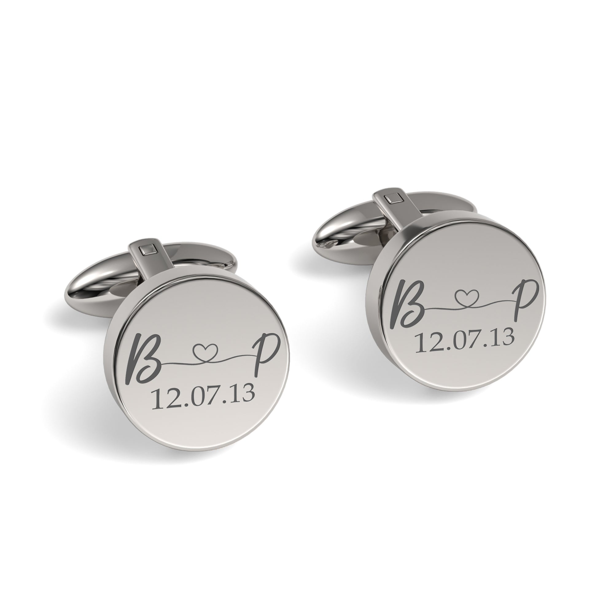 Initials Entwined and Date Engraved Cufflinks