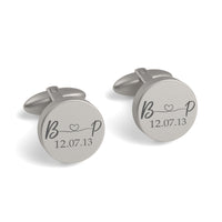 Initials Entwined and Date Engraved Cufflinks