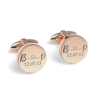 Initials Entwined and Date Engraved Cufflinks