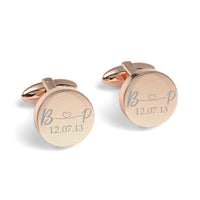 Initials Entwined and Date Engraved Cufflinks