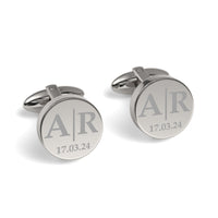 Initials Line Date Engraved Cufflinks