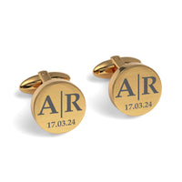 Initials Line Date Engraved Cufflinks