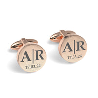 Initials Line Date Engraved Cufflinks