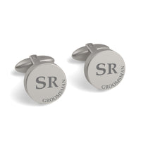 Initials and Role Engraved Round Cufflinks