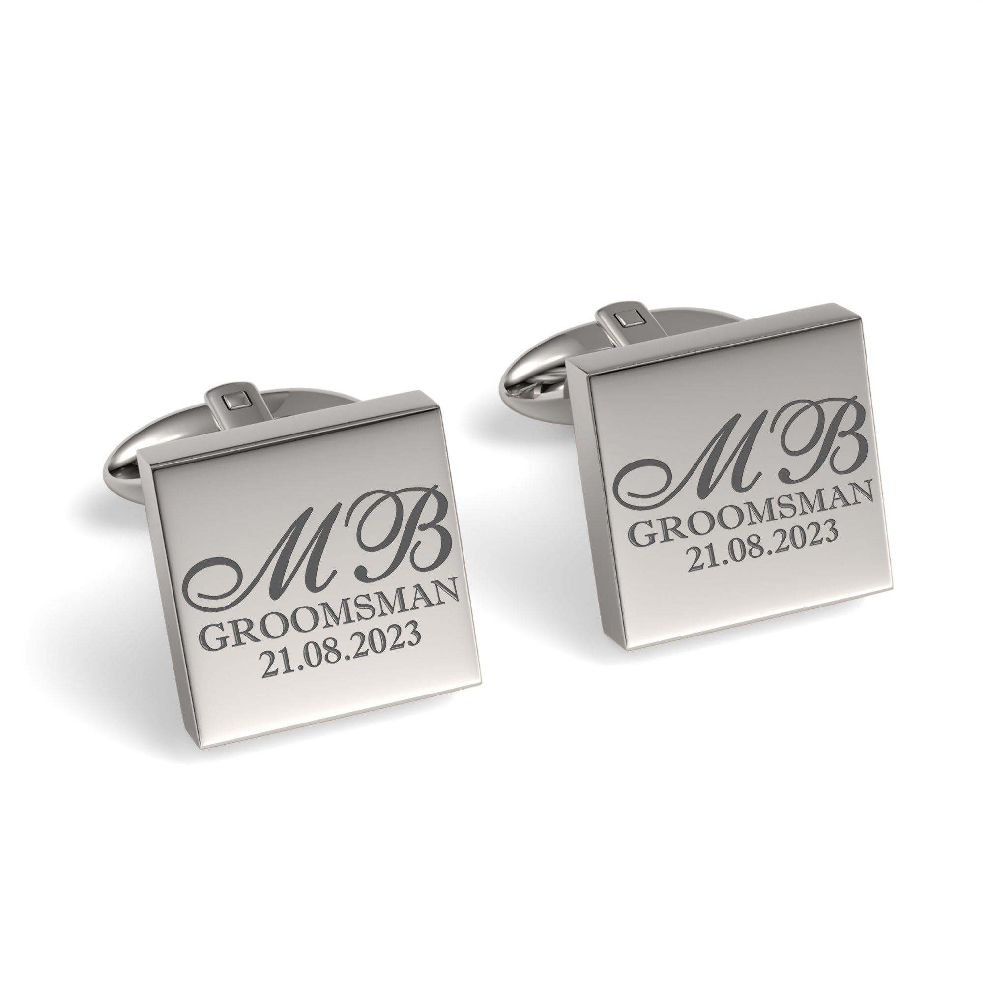 Initials with Wedding Role + Date Engraved Cufflinks