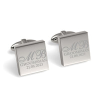 Initials with Wedding Role + Date Engraved Cufflinks