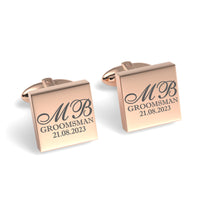 Initials with Wedding Role + Date Engraved Cufflinks