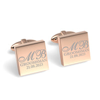 Initials with Wedding Role + Date Engraved Cufflinks