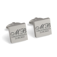 Initials with Wedding Role + Date Engraved Cufflinks