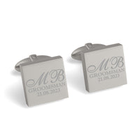 Initials with Wedding Role + Date Engraved Cufflinks