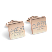 Initials with Wedding Role + Date Engraved Cufflinks