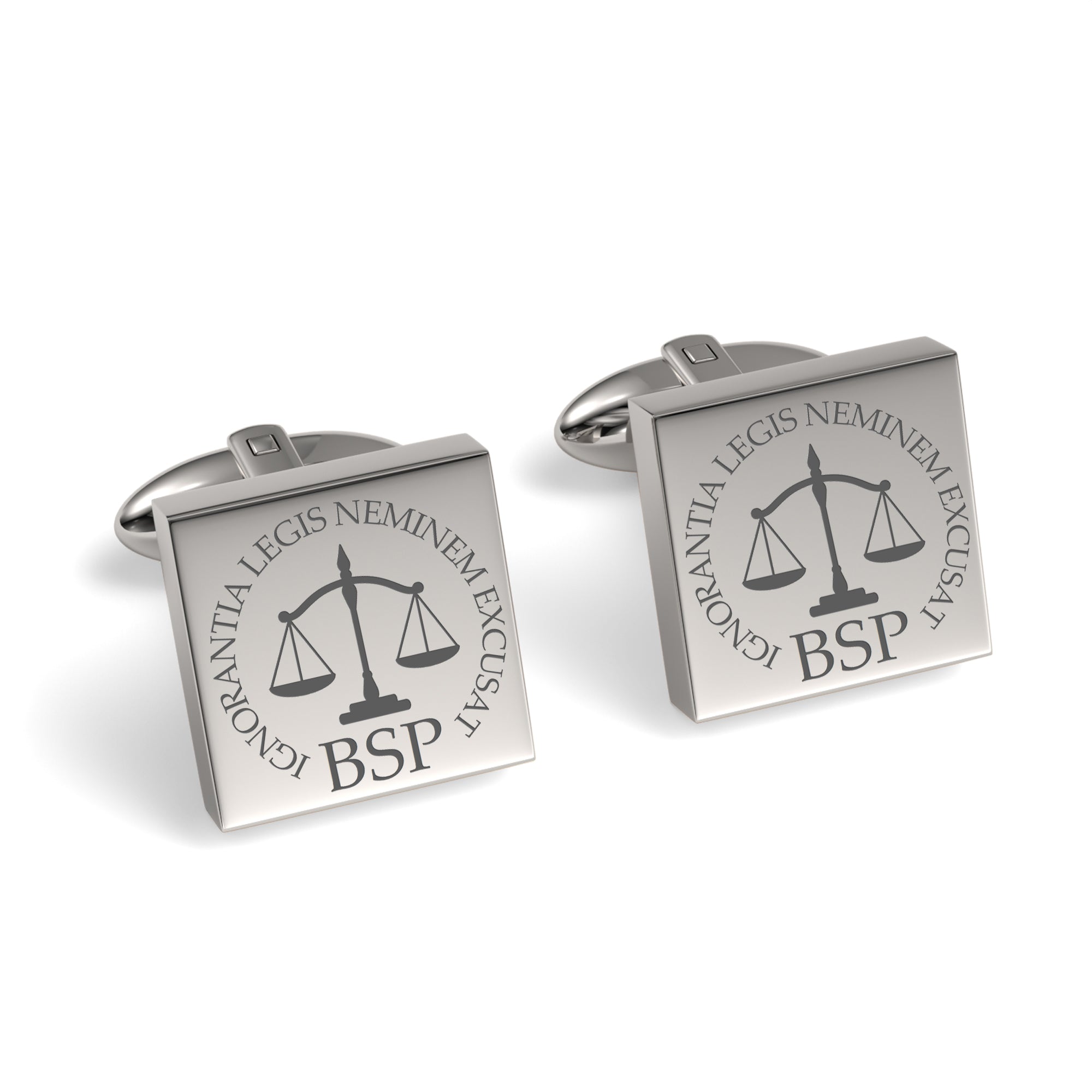 Lawyer's Initials and Legal Maxims Engraved Cufflinks