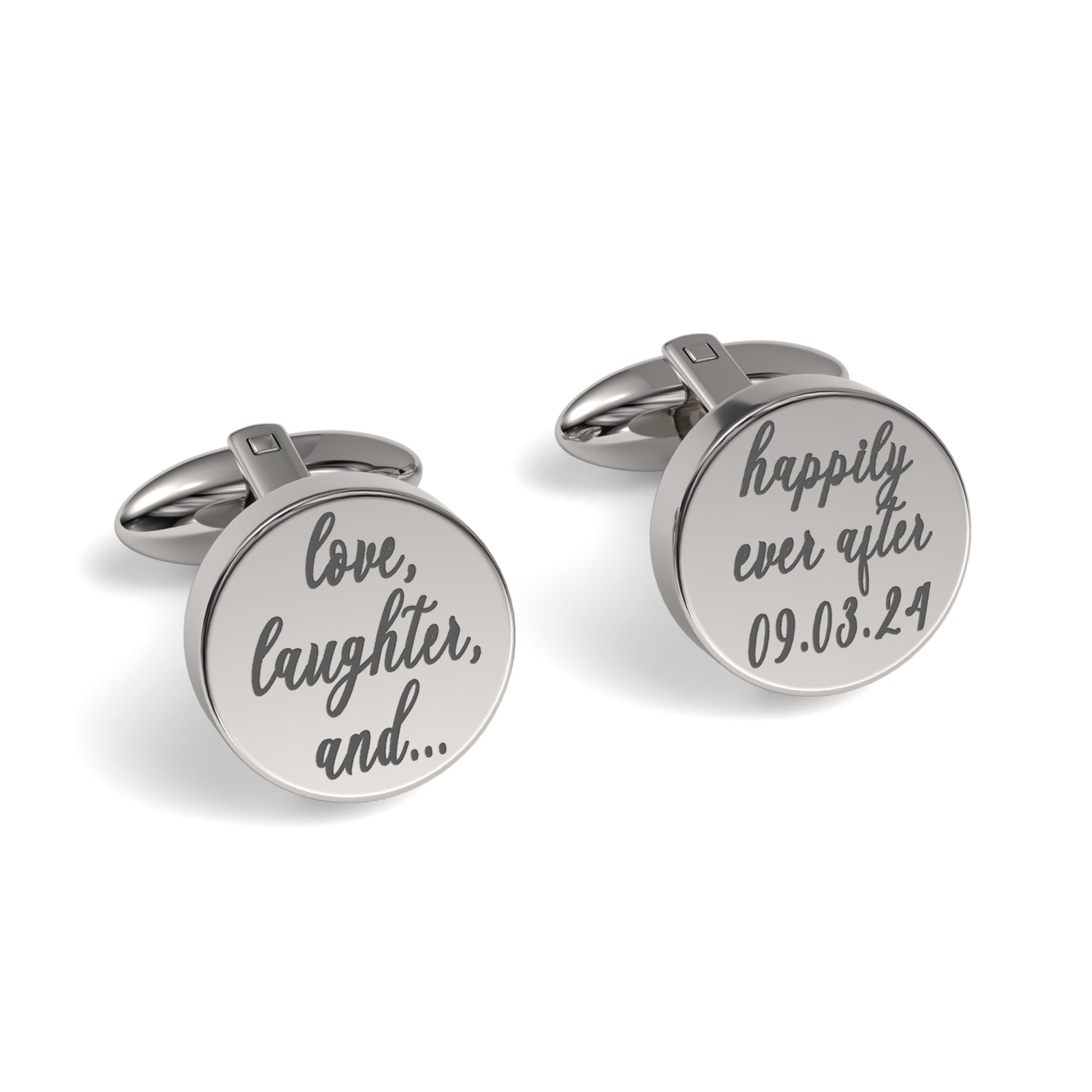 Love Laughter Happily Ever After Engraved Cufflinks