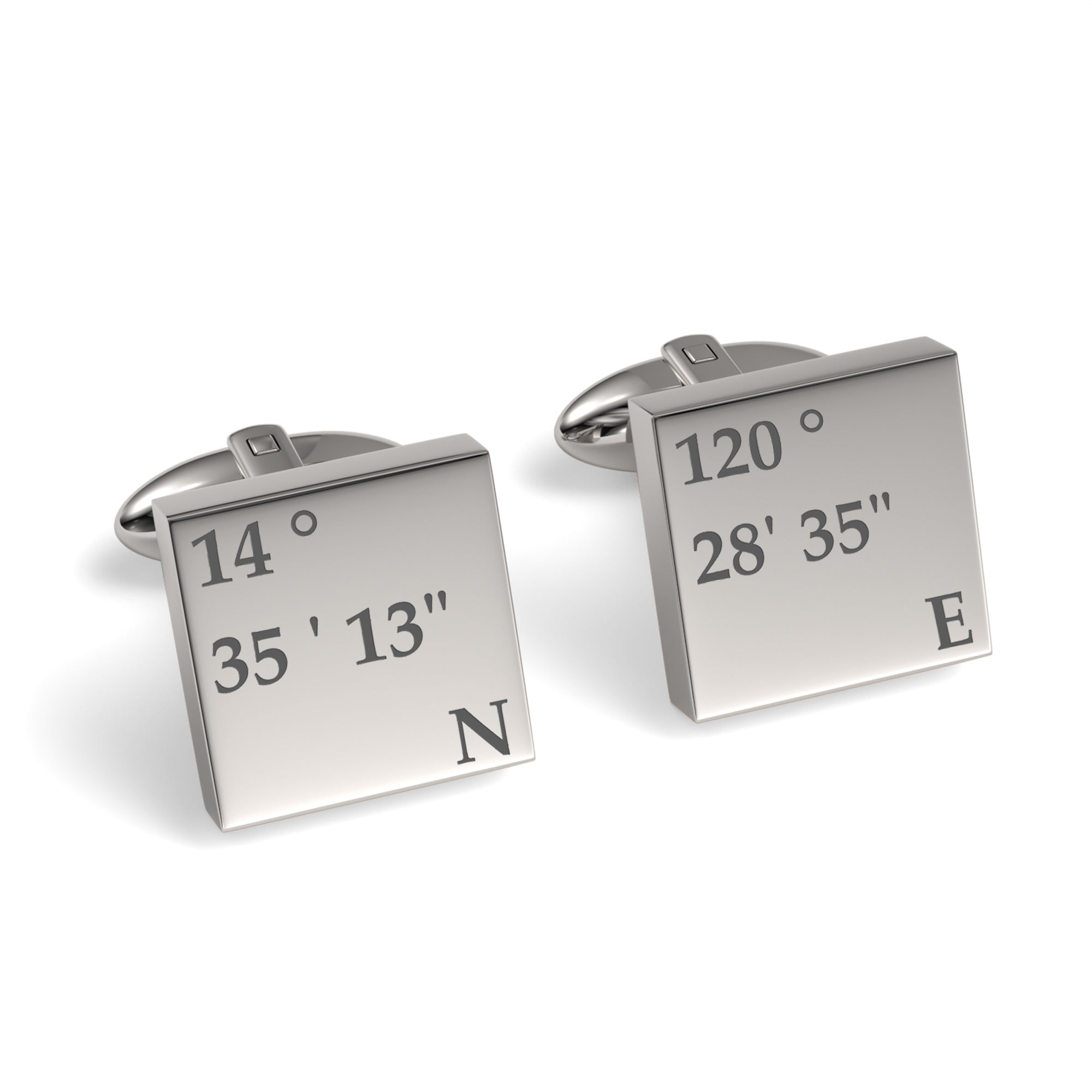 Latitude and Longitude Coordinates Engraved Cufflinks