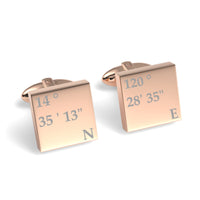 Latitude and Longitude Coordinates Engraved Cufflinks