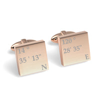 Latitude and Longitude Coordinates Engraved Cufflinks