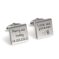 Own Handwriting Custom Engraved Square Cufflinks