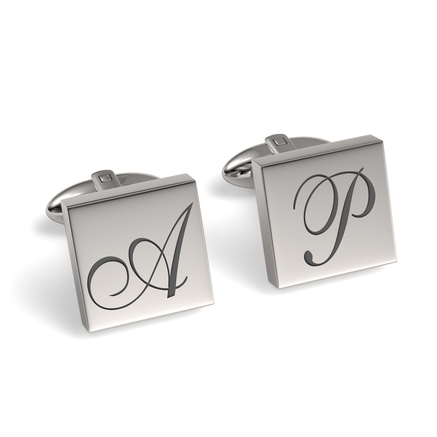 Large Initials Engraved Square Cufflinks