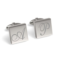 Large Initials Engraved Square Cufflinks