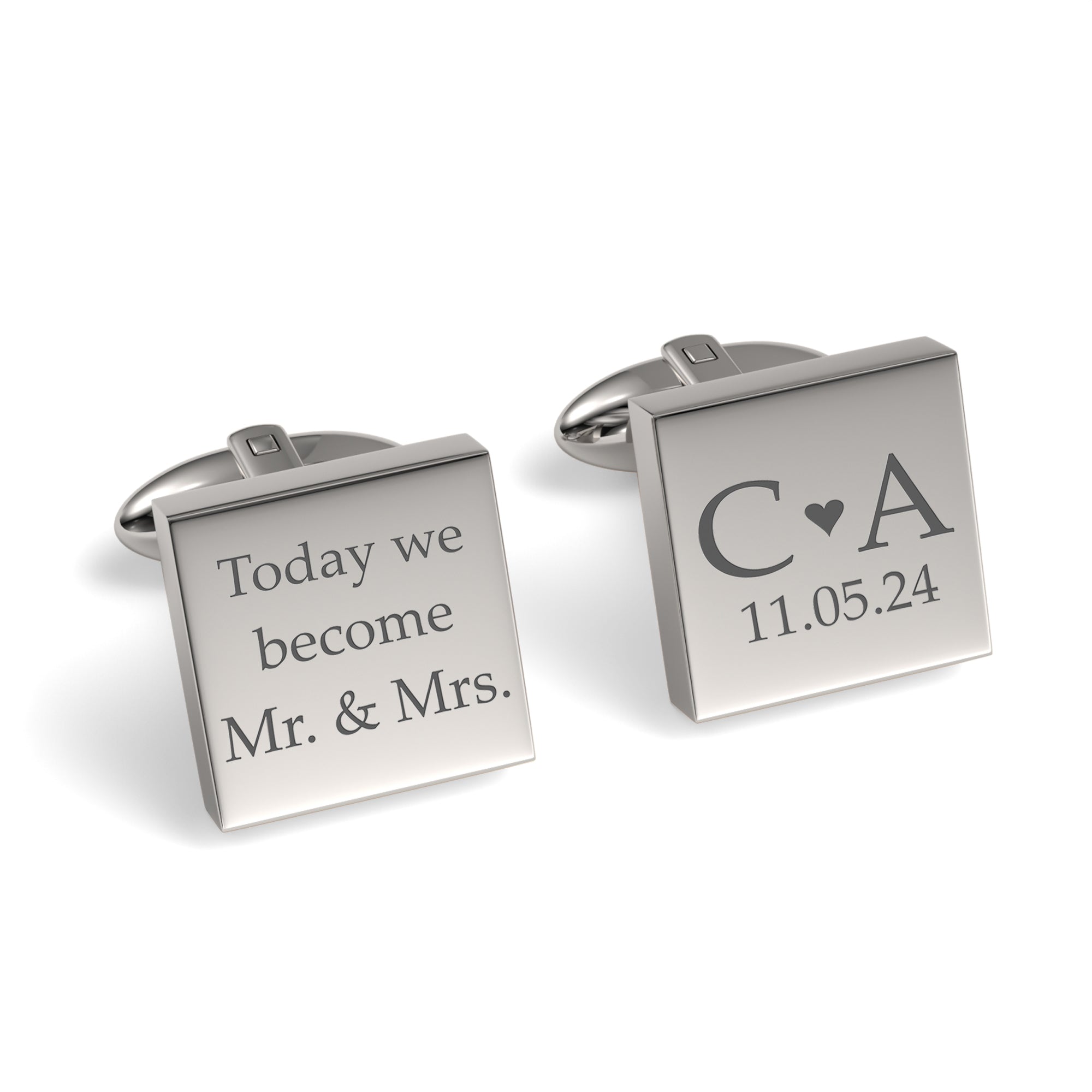 Today We Become Initials Date Engraved Square Cufflinks