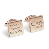 Today We Become Initials Date Engraved Square Cufflinks