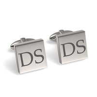 Two Initials Engraved Square Cufflinks