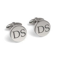 Two Initials Engraved Round Cufflinks