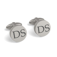 Two Initials Engraved Round Cufflinks